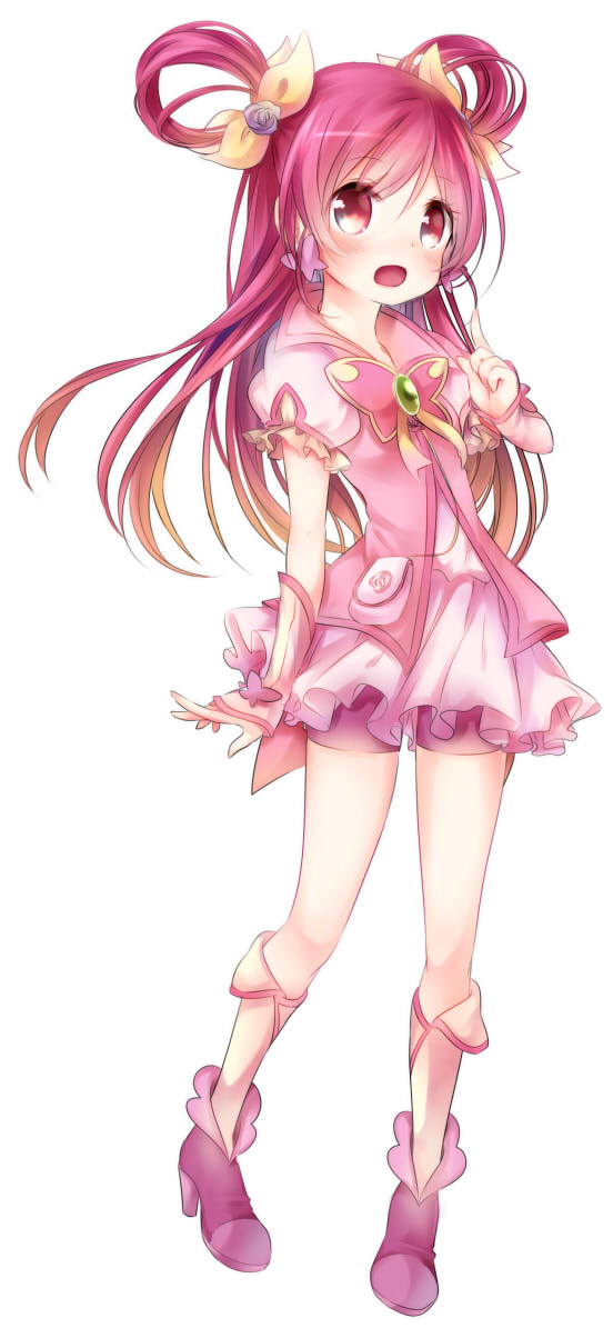 1girl, arm_warmers, bike_shorts, blush, boots, cure_dream, earrings, hair_ornament