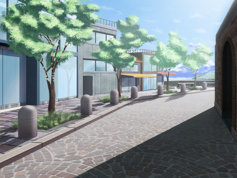 cloud, clouds, empty_street, gano_bg, long_shadow, pavers, scenery, sidewalk