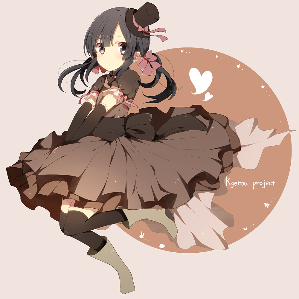 1girl, black_hair, boots, bow, dress, elbow_gloves, gloves, harusawa