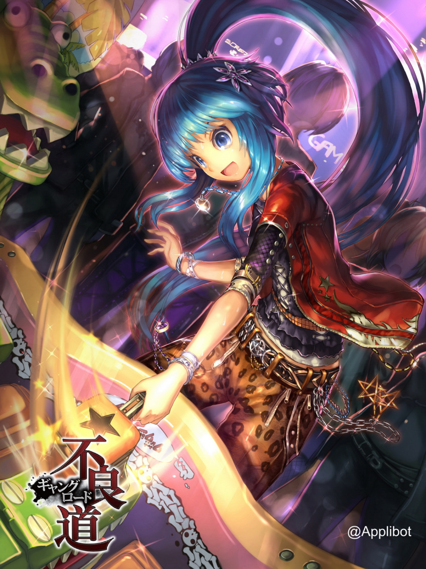 1girl, blue_eyes, blue_hair, highres, long_hair, observerz, original, ponytail