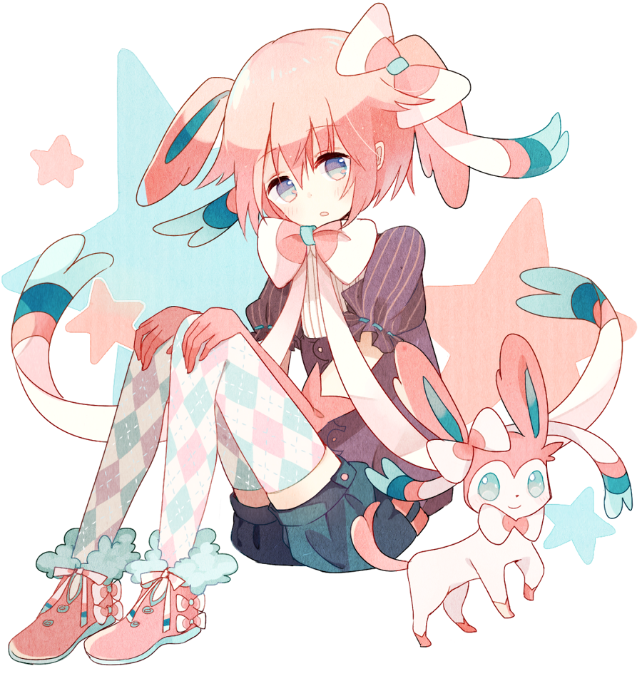 1girl, animal_ears, argyle, argyle_legwear, blue_eyes, bow, boyano, elbow_gloves