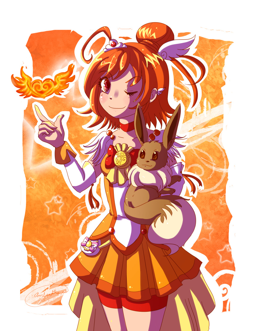 1girl, absurdres, ahoge, amber_groves, animal, animal_on_hand, bike_shorts, bow