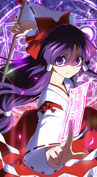 hakurei_reimu, hakurei_reimu_(pc-98), ofuda, purple_hair, soukuu_kizuna, touhou, touhou_(pc-98), violet_eyes