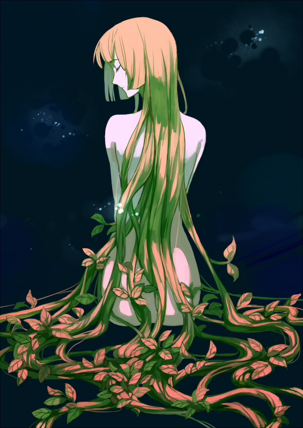 1girl, back, bangs, blunt_bangs, brown_hair, buming, closed_eyes, from_behind