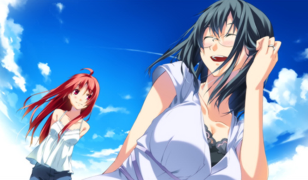 ahoge, black_hair, cloud, clouds, g_yuusuke, game_cg, glasses, gyuusuke