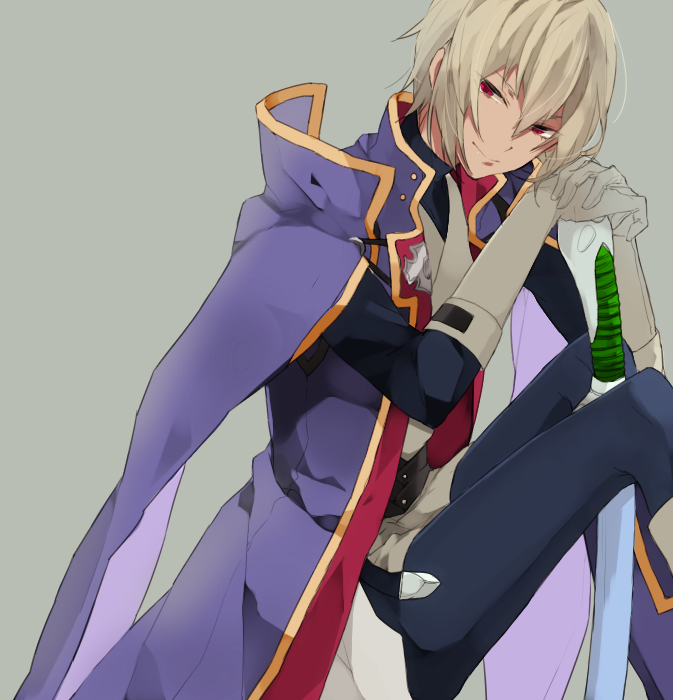blazblue, blonde_hair, gloves, hitapita, jin_kisaragi, red_eyes, smile, sword