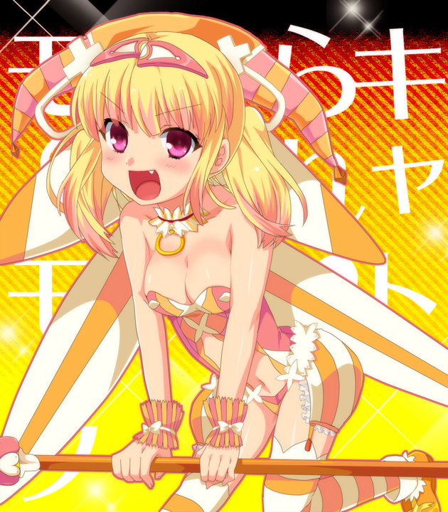1girl, bare_shoulders, beatmania, beatmania_iidx, bemani, blonde_hair, blush, breasts