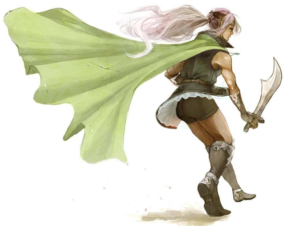androgynous, belt, bike_shorts, boots, faris_scherwiz, final_fantasy, final_fantasy_v, fingerless_gloves