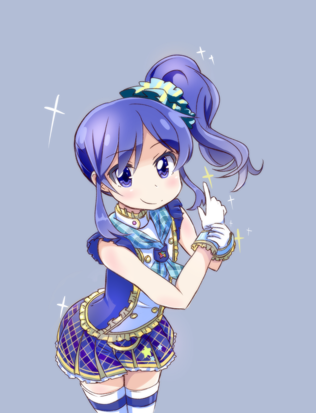 1girl, aikatsu!, blue_eyes, blue_hair, blush, gloves, kiriya_aoi, long_hair