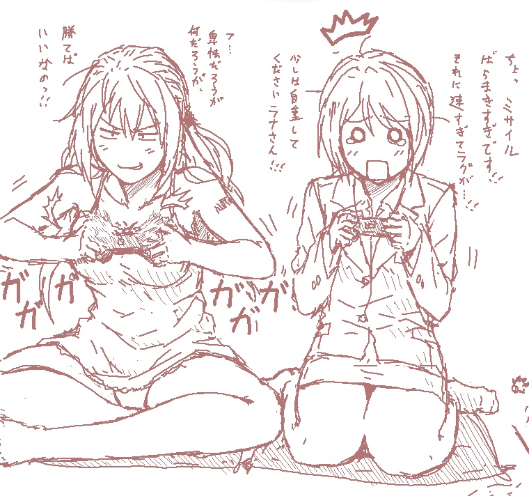 armored_core, armored_core:_for_answer, fiona_jarnefeldt, formal, gamer_girl, kasumi_sumika, multiple_girls, panties, pantyhose, playing_games, playstation, serene_haze, translation_request, underwear