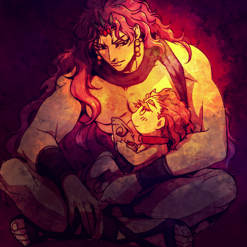 2boys, baby, cars_(jojo), father_and_son, gedoooo, horns, jojo_no_kimyou_na_bouken, long_hair