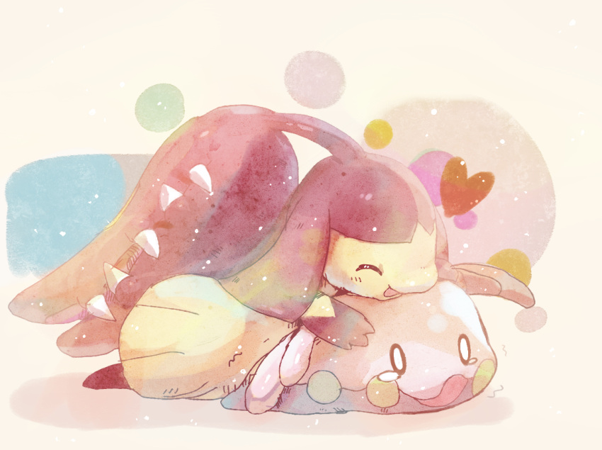 b_spa_gyoreva, closed_eyes, goomy, mawile, no_humans, pokemon, pokemon_(creature)