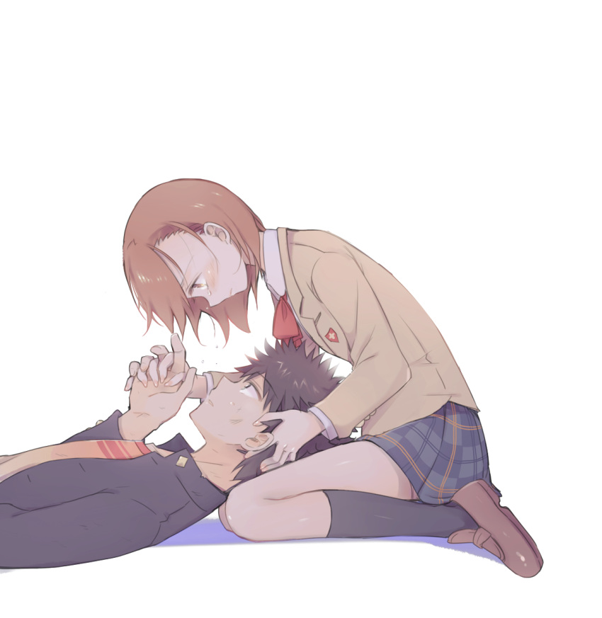 1boy, 1girl, aidumi, black_eyes, black_hair, brown_eyes, brown_hair, highres