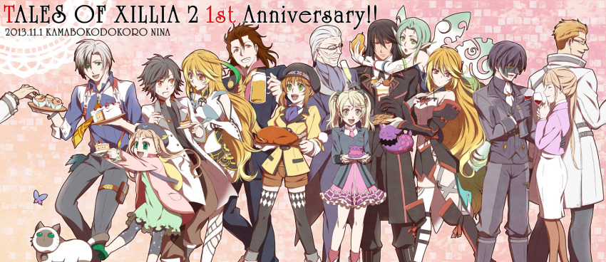 2013, 6+boys, 6+girls, alcohol, alvin_(tales), anniversary, artist_name, beer
