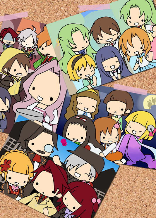 6+boys, 6+girls, :d, ;d, amakusa_juuza, beatrice, black_hair, blonde_hair