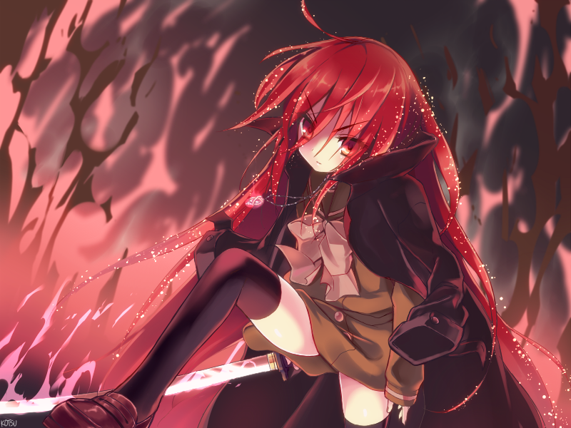 1girl, kotsu, long_hair, red_eyes, redhead, school_uniform, serafuku, shakugan_no_shana
