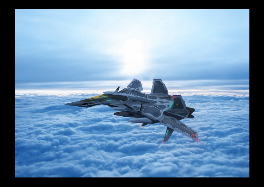 airplane, armor, camouflage, canards, canopy, clouds, cockpit, flying