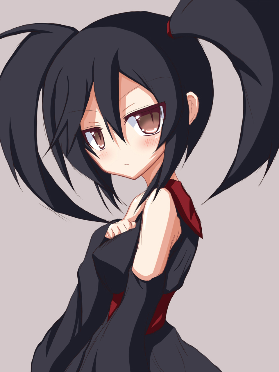 1girl, black_hair, blush, brown_eyes, detached_sleeves, furisode_girl_(pokemon), furisode_girl_kirika, highres