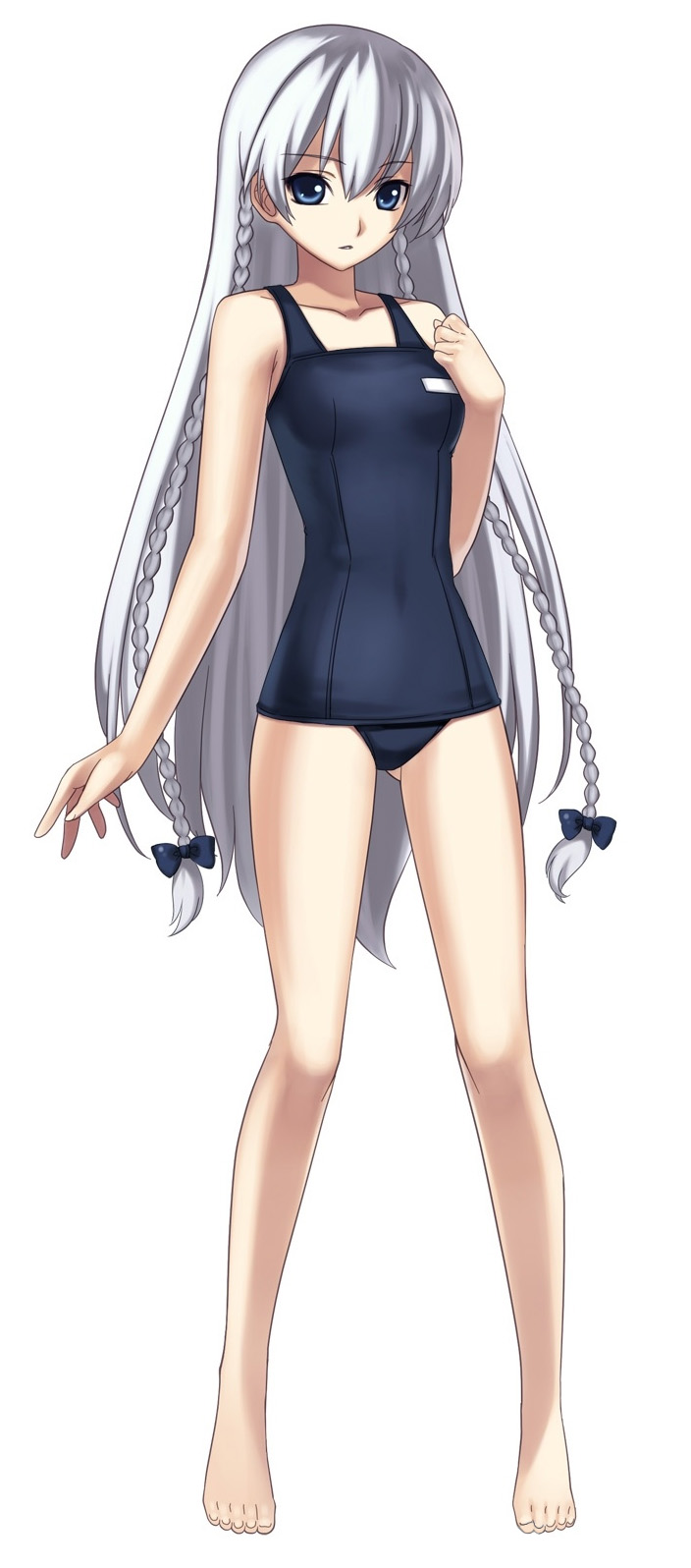 albino, ar_tonelico, ar_tonelico_i, barefoot, blue_eyes, bow, braid, commentary