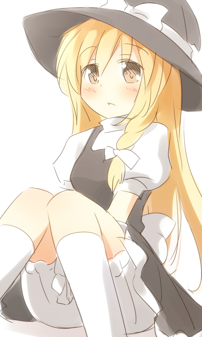 1girl, blonde_hair, brown_eyes, hat, kirisame_marisa, ran_(9ens2000), touhou, white_background