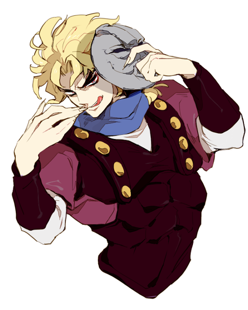 1boy, blonde_hair, claws, dio_brando, jojo_no_kimyou_na_bouken, licking_lips, mapi, red_eyes