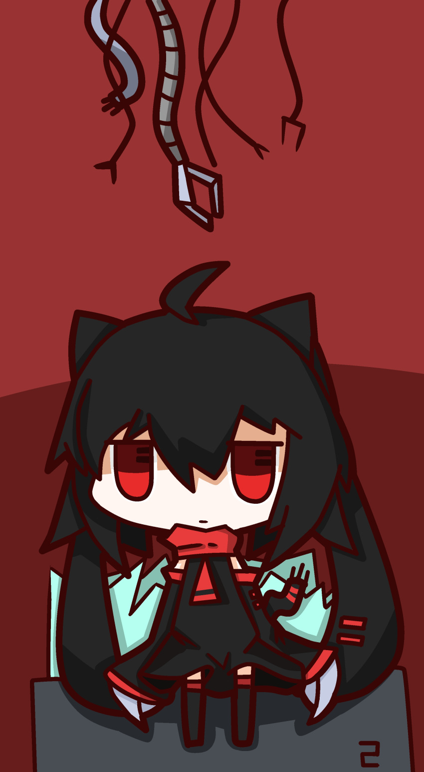 1girl, absurdres, ahoge, animal_ears, black_hair, blank_eyes, cat_ears, cat_tail