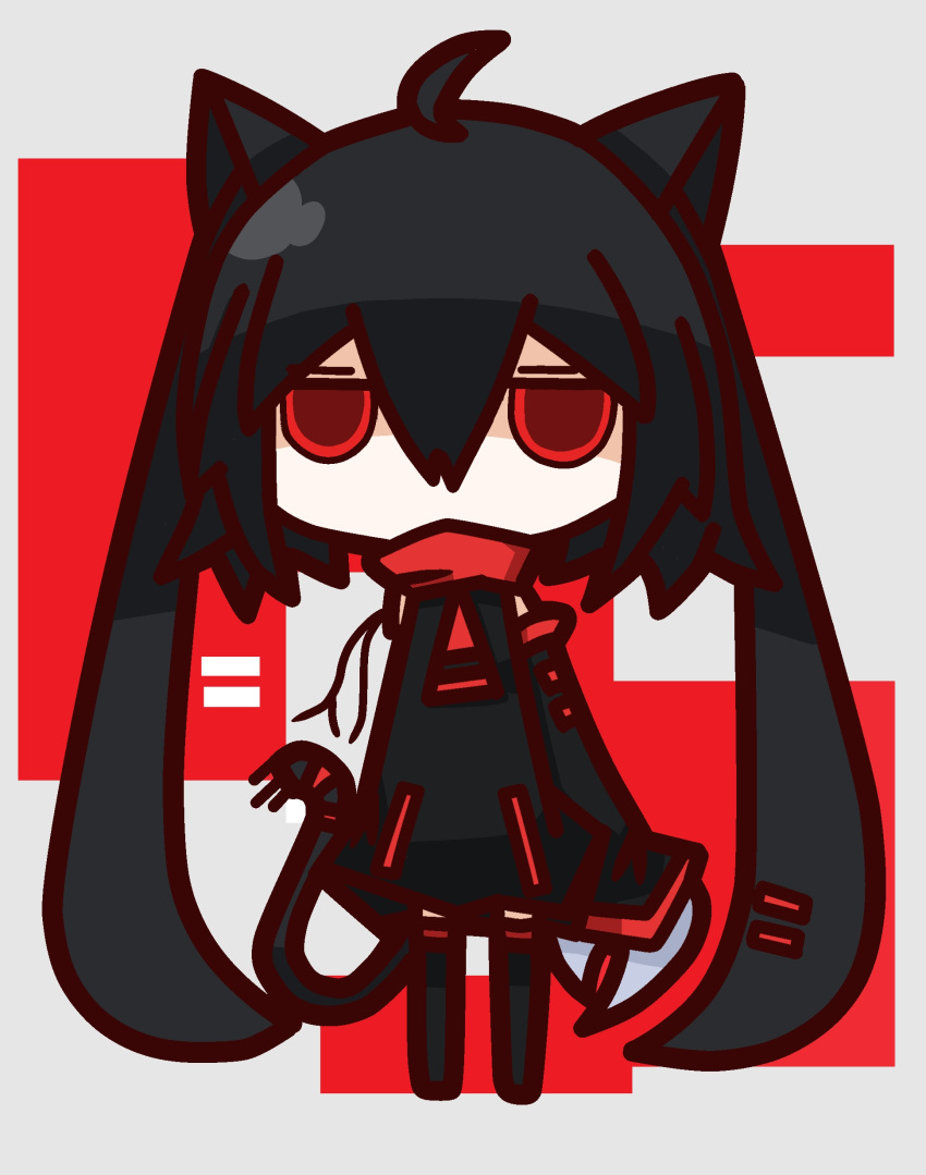 1girl, absurdres, ahoge, amputee, animal_ears, black_hair, blank_eyes, cat_ears