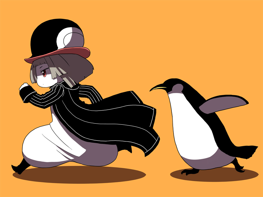 1girl, beak, bird, bob_cut, boots, brown_hair, claws, coat