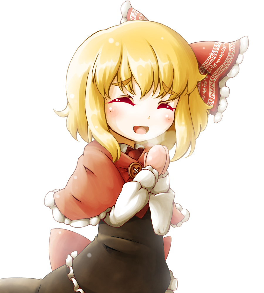 1girl, adapted_costume, backlighting, black_dress, blonde_hair, capelet, closed_eyes, dress