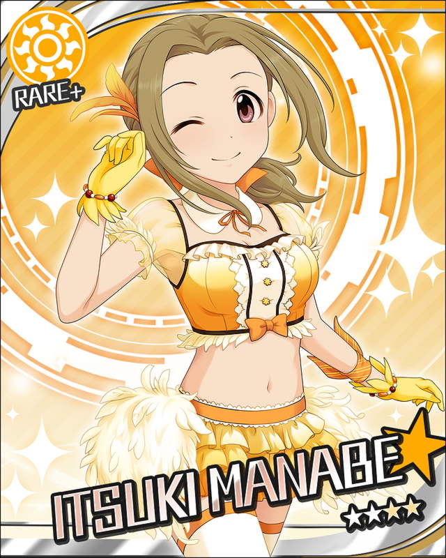 1girl, artist_request, brown_hair, character_name, crop_top, gloves, hair_ornament, idolmaster