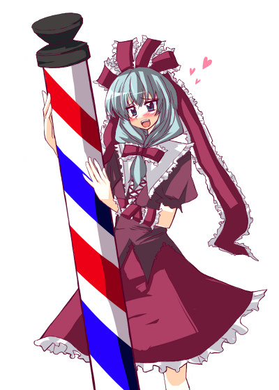 blush, heart, kagiyama_hina, ribbon, sai_koro, touhou