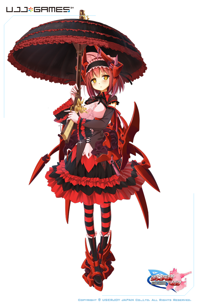 1girl, aoi_tsunami, blush, boots, detached_sleeves, dress, gothic_lolita, gun