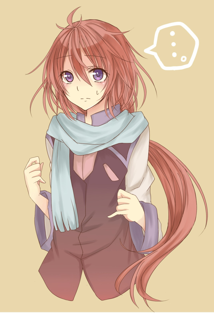1girl, antenna_hair, collarbone, highres, kakumeiki_valvrave, redhead, renboukouji_akira, scarf