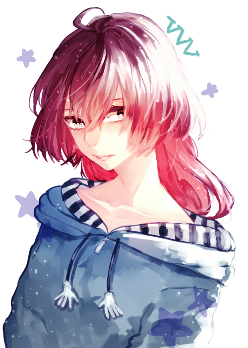 1girl, ahoge, collarbone, hoodie, kakumeiki_valvrave, looking_at_viewer, redhead, renboukouji_akira