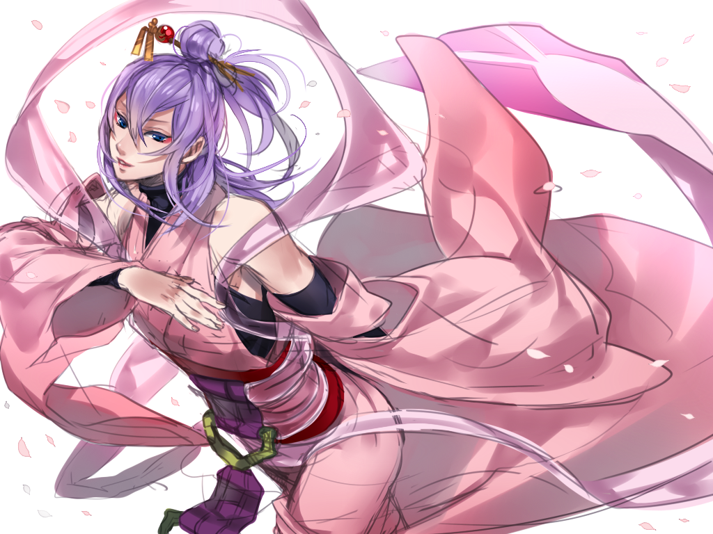 1boy, amane_nishiki, androgynous, blazblue, blue_eyes, japanese_clothes, kiskil-llira, makeup