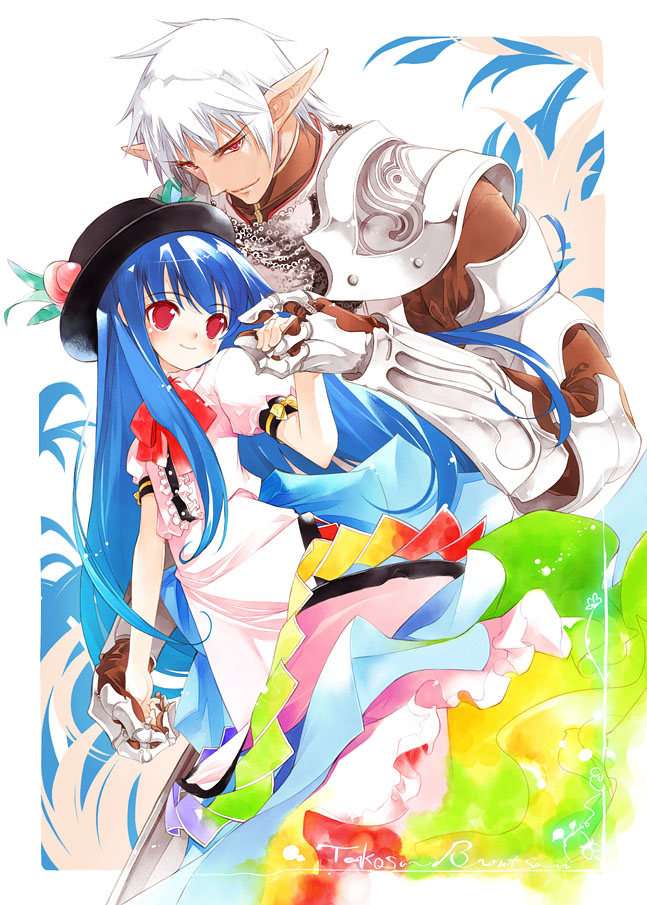 blue_hair, buront, crossover, elf, elvaan, final_fantasy, final_fantasy_xi, food