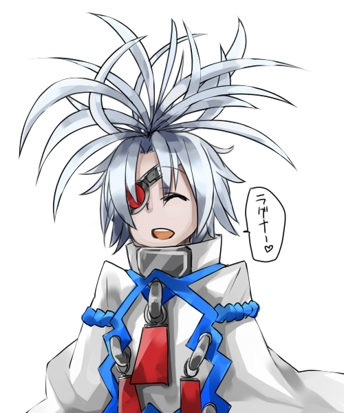 ^_^, alternate_hairstyle, blazblue, closed_eyes, eyepatch, mikusu, nu-13