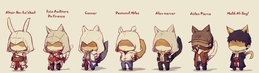 aiden_pearce, alex_mercer, altair_ibn_la-ahad, animal_ears, assassin's_creed, assassin's_creed_ii, assassin's_creed_iii, black_hair
