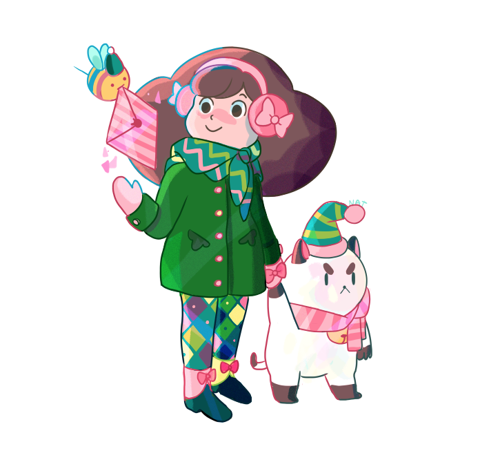 >:<, >=<, 1girl, :<, =<, artist_name, bee, bee_(bee_and_puppycat)