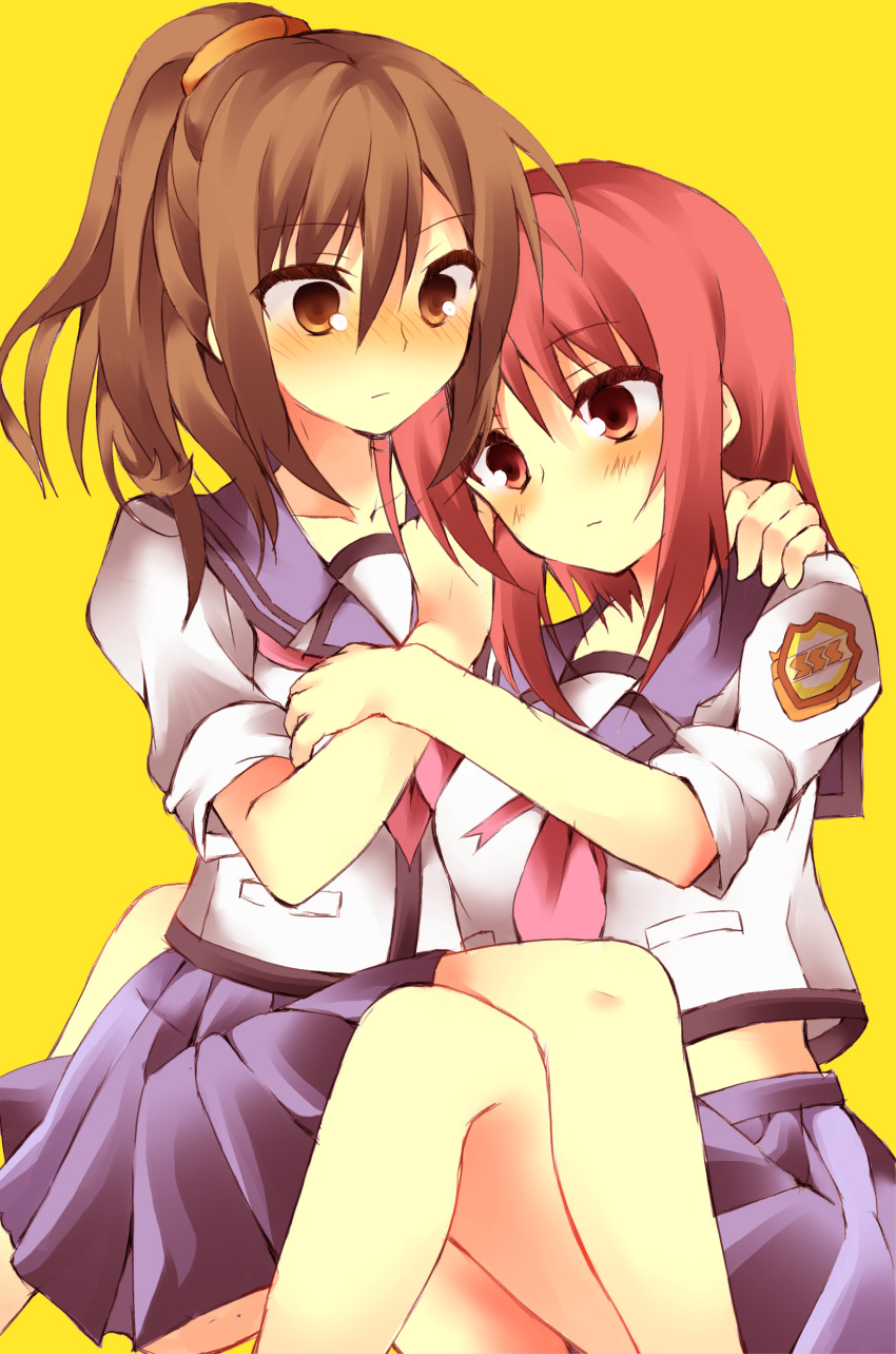2girls, absurdres, angel_beats!, brown_eyes, brown_hair, highres, hisako_(angel_beats!), iwasawa
