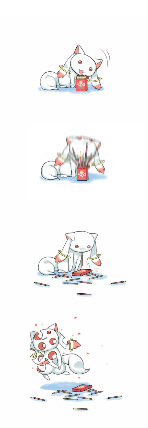 :3, eating, food, highres, hole_on_body, holes, kyubey, mahou_shoujo_madoka_magica