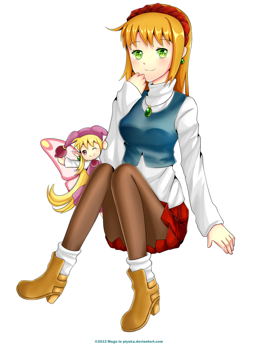2girls, blonde_hair, boots, cornet, fairy, highres, kururu_(rhapsody), marl_kingdom