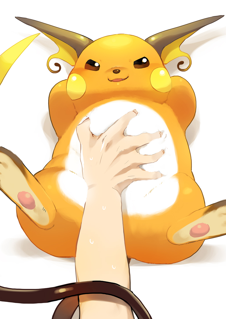 mochizuki_anko, pokemon, pokemon_(creature), raichu, rubbing, smirk, sweat