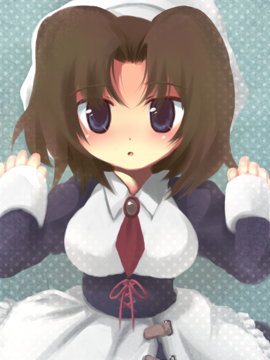 blush, breasts, brown_hair, maid, nibii_(panda), shannon, umineko_no_naku_koro_ni