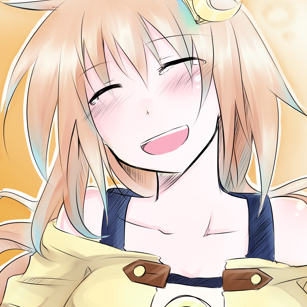 1girl, blush, brown_hair, bust, closed_eyes, crescent_moon, long_hair, moon