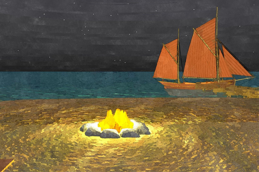 beach, boat, bonfire, boom, dirt, dock, fire, hot