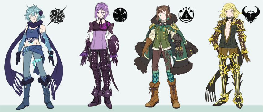 4boys, :3, drag-on_dragoon, drag-on_dragoon_3, five_(drag-on_dragoon), flower, flower_on_head, four_(drag-on_dragoon)