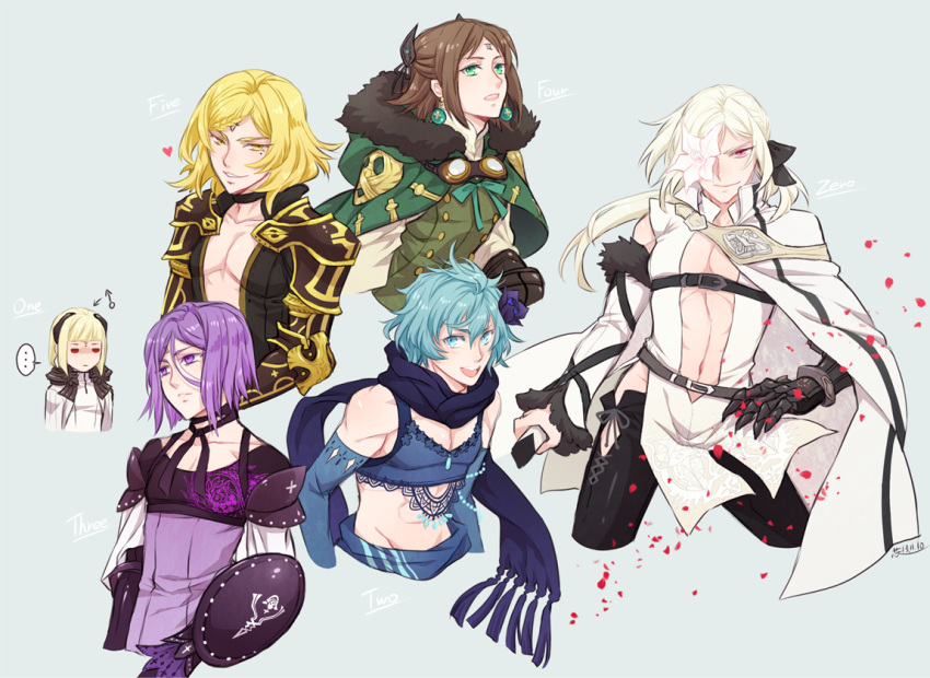 ..., cape, drag-on_dragoon, drag-on_dragoon_3, five_(drag-on_dragoon), flower, four_(drag-on_dragoon), genderswap