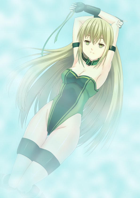1girl, breasts, brown_eyes, brown_hair, hair_ribbon, ishikari_mina, leotard, long_hair, ribbon, ring_dream, solo, very_long_hair, wrestling_outfit