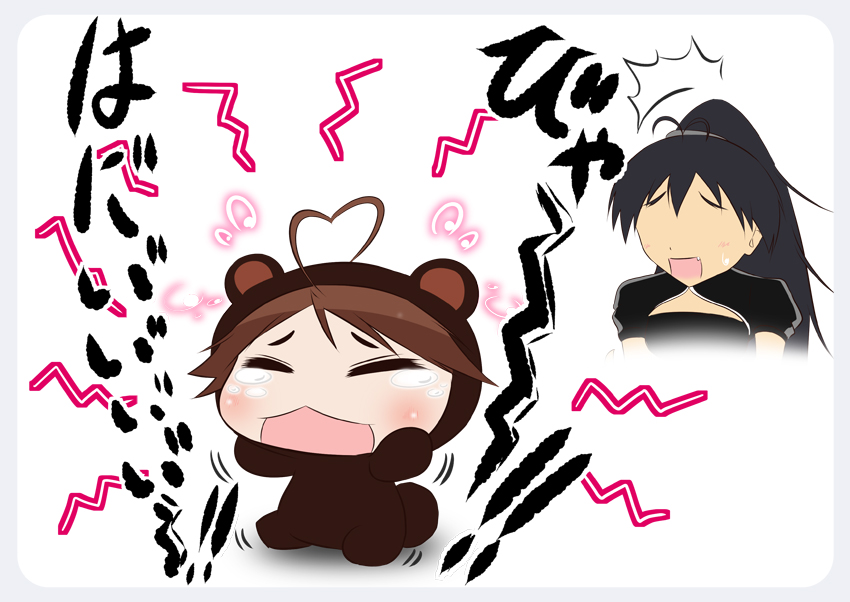 afuu, animal_costume, bear_costume, crying, ganaha_hibiki, hoshii_miki, idolmaster, puchimasu!